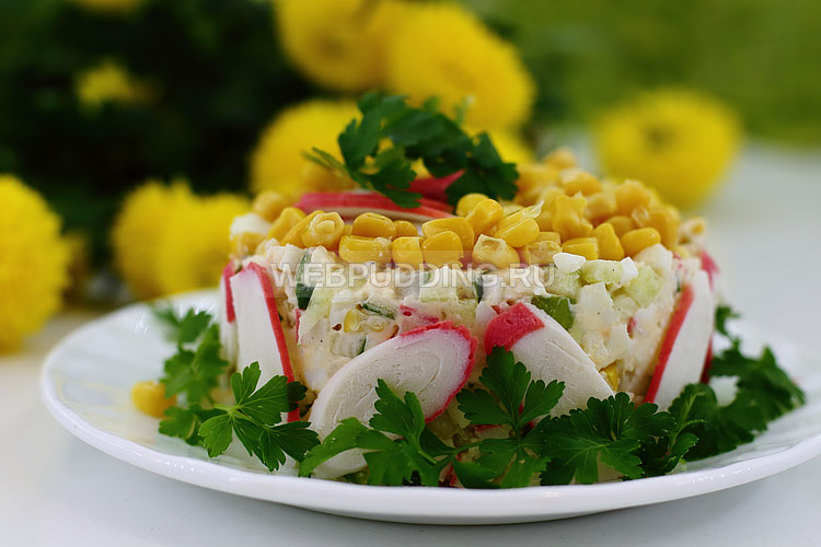 Салат из крабов и кукурузы рецепт с очень вкусный