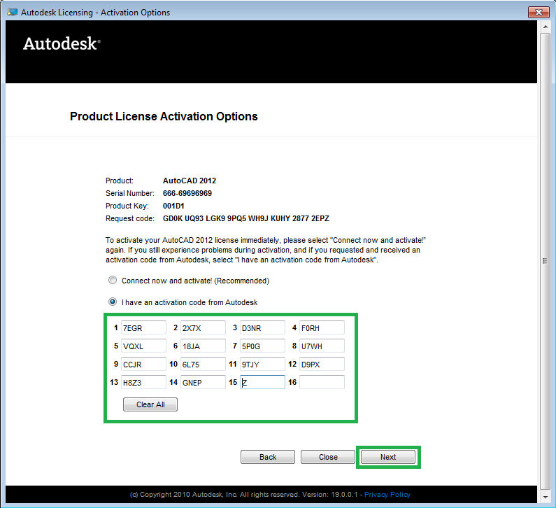 autocad 2010 activation code for product key 001b1