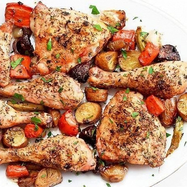 Рецепт Запеченая курица с овощами
