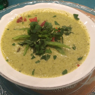 Рецепт Мятный крем-суп из горошка и кукурузы