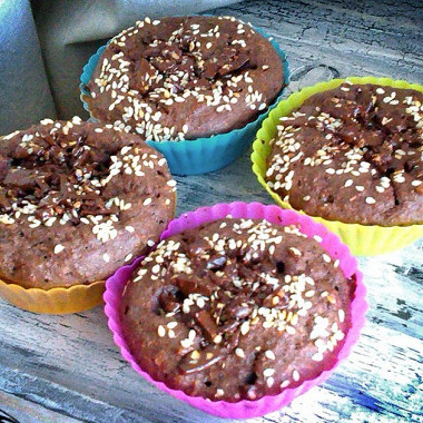 Рецепт Маффины шоколадные с отрубями и банановым центром