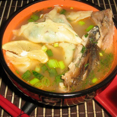 Рецепт Рыбный суп с креветочными пельменями