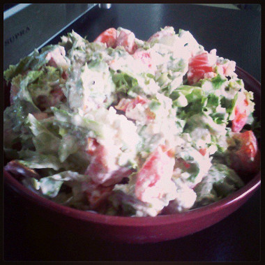 Рецепт Зеленый салат с творогом