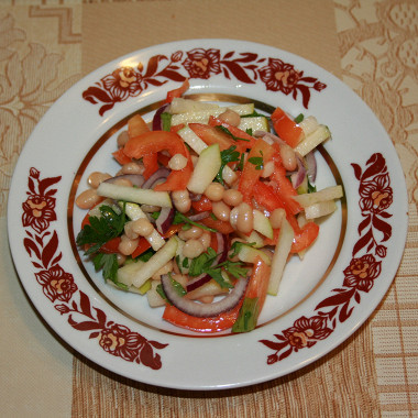 Рецепт Салат из белой фасоли, яблока и болгарского перца