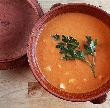 Фото рецепт Гаспачо с томатами и персиками
